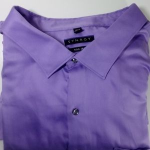 SYNRGY Mens Purple Button Down Dress Shirt 22 35/36